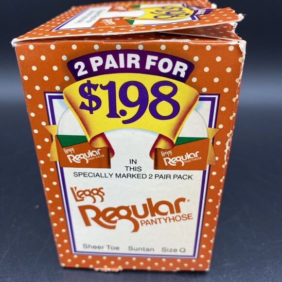 NEW Vtg Leggs Regular Pantyhose 2 Pair Sheer Toe SunTan Nylon Size Queen - Picture 5 of 8